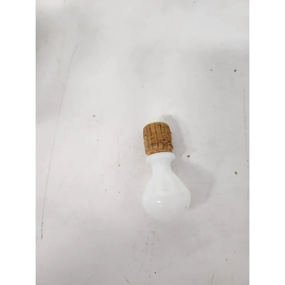 Vintage Lefton White Milk Glass Oil Decanter Bottle With Stopper And Handle MCM